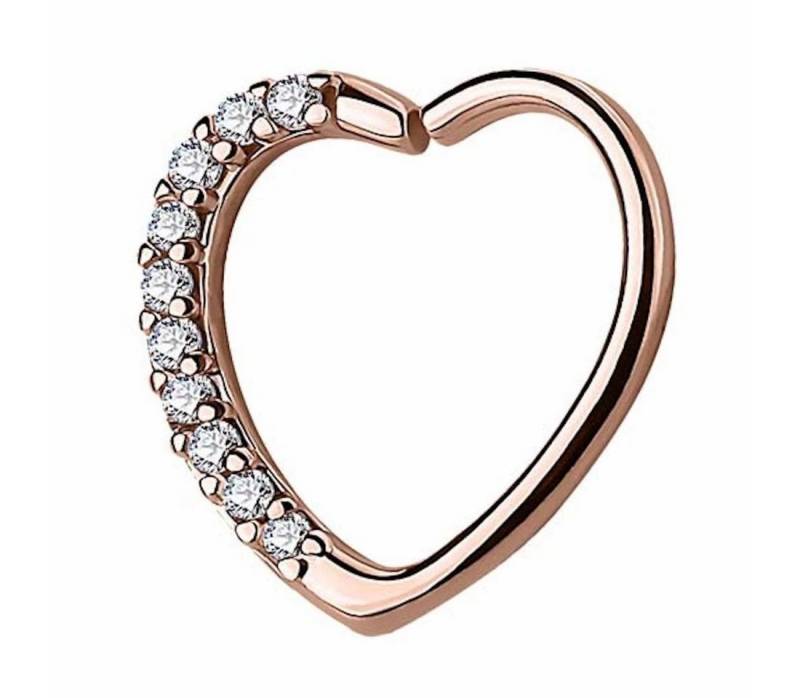 Taffstyle Piercing-Set Piercing Ring Herz Kristall Strass Herzchen, Continuous Piercing Tragus Helix Ohr Cartilage Knorpel Ohrpiercing von Taffstyle