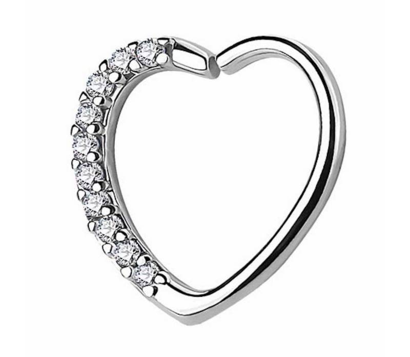 Taffstyle Piercing-Set Piercing Ring Herz Kristall Strass Herzchen, Continuous Piercing Tragus Helix Ohr Cartilage Knorpel Ohrpiercing von Taffstyle