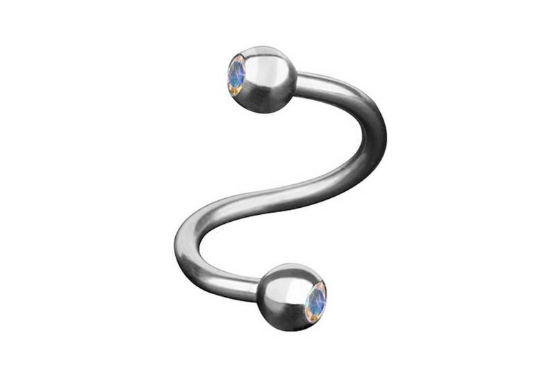 Taffstyle Piercing-Set Piercing SpiraleTwist mit Doppel Kristall Kugel, Piercings Lippenpiercing Lippe Schmuck SpiraleTwist Doppel Kristall von Taffstyle