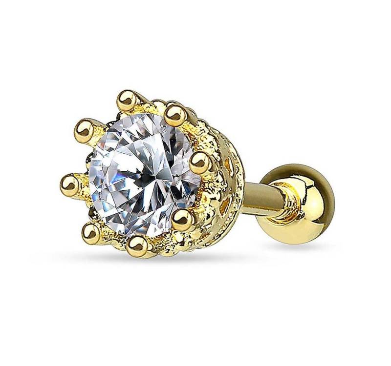 Taffstyle Piercing-Set Piercing Stecker Vintage Krone mit Kristall, Piercing Ohr Chirurgenstahl Helix Tragus Ohrpiercing Cartilage Barbell von Taffstyle