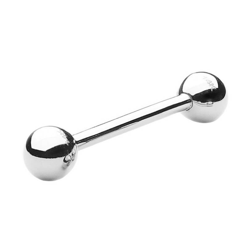 Taffstyle Piercing-Set Echt Gold 585 Stab Barbell 14 Karat Zunge Weißgold 1,2mm x 6mm x 3mm (Ohr Zunge Brust Intim Tragus Helix Ohrpiercing Piercing), Ohr Brustwarzenpiercing Barbell Hantel Zunge Brust Intim Tragus Helix von Taffstyle