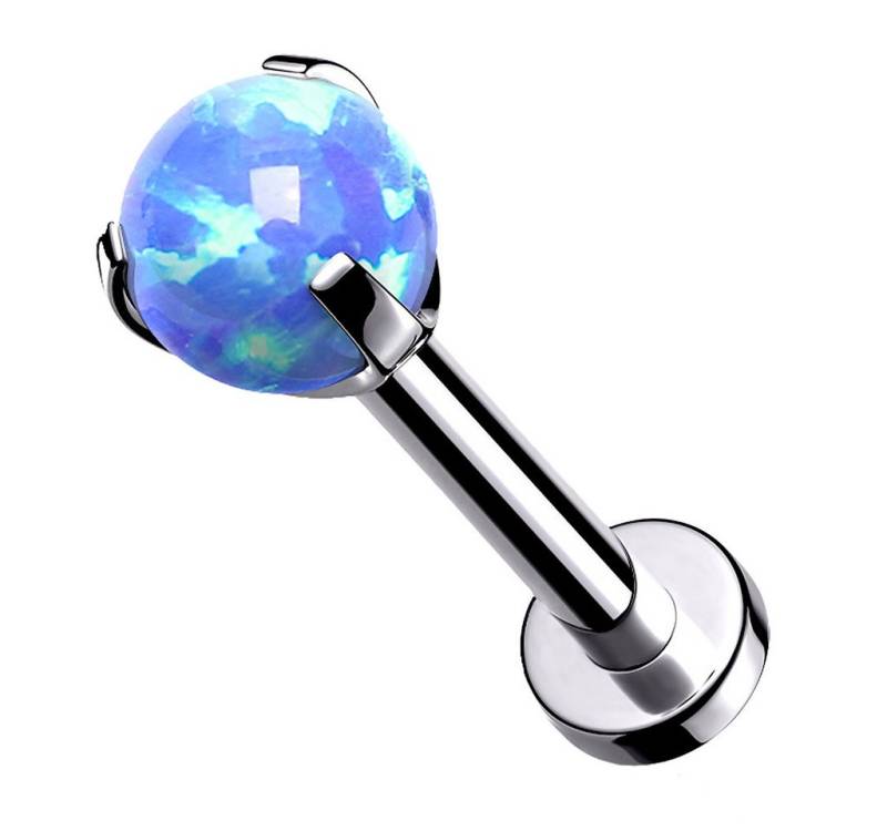 Taffstyle Piercing-Set Piercing Tragus Stecker flach Innengewinde mit Opal Silber Blau 8mm (Ohr Tragus Helix Orbital Snug Ohrring Piercing), Labret Ohr Helix Ohrpiercing Cartilage Knorpel Rook Lobe Daith Conch von Taffstyle