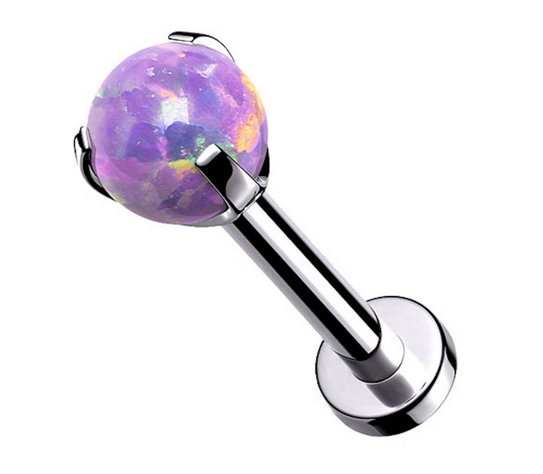 Taffstyle Piercing-Set Piercing Tragus Stecker flach Innengewinde mit Opal Silber Lila 8mm (Ohr Tragus Helix Orbital Snug Ohrring Piercing), Labret Ohr Helix Ohrpiercing Cartilage Knorpel Rook Lobe Daith Conch von Taffstyle