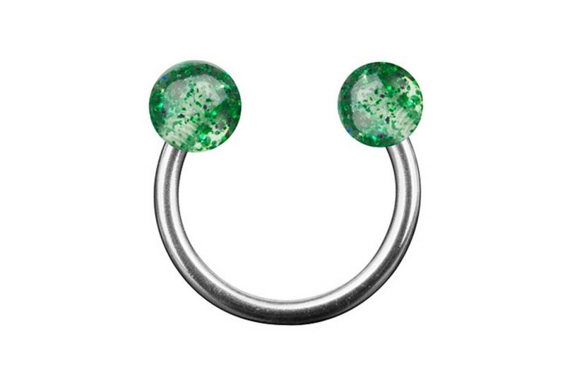 Taffstyle Piercing-Set PiercingHufeisen Multi Doppel Kugel Glitter Ball, Lippenpiercing Schmuck PiercingHufeisen Multi Doppel Kugel Glitter von Taffstyle