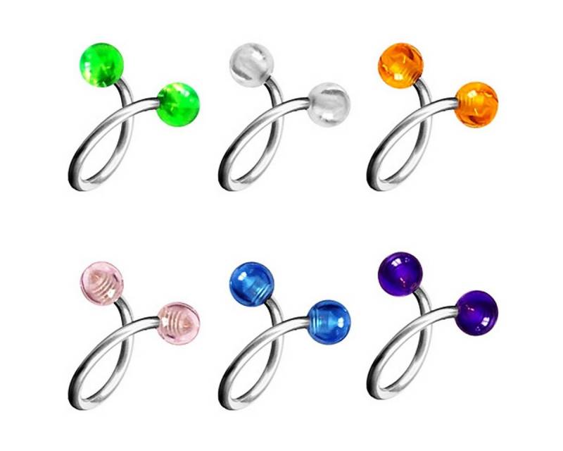 Taffstyle Piercing-Set SET Piercing Spirale Twist Doppel UV Kugel, Lippe Labret Tragus Helix Knorpel Stecker Lippenpiercing Ohrpiercing von Taffstyle