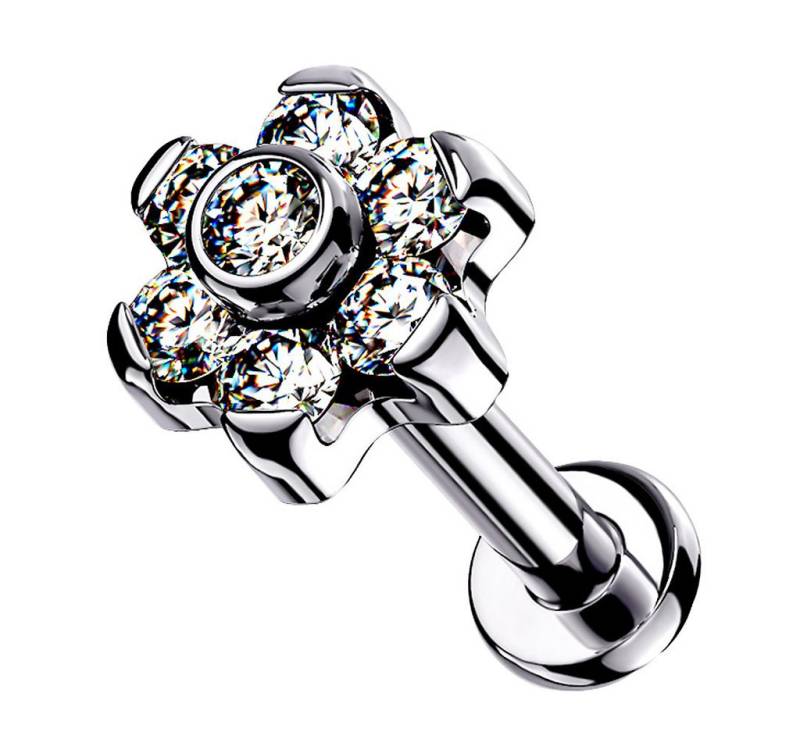 Taffstyle Piercing-Set Titan Tragus Lippen Piercing Innengewinde Kristalle Clear 6mm (Helix Rook Lobe Daith Conch Orbital Snug Ohrring Piercing), Labret Knorpel Stecker Ohr Ohrpiercing Cartilage Knorpel Ohr Tragus von Taffstyle
