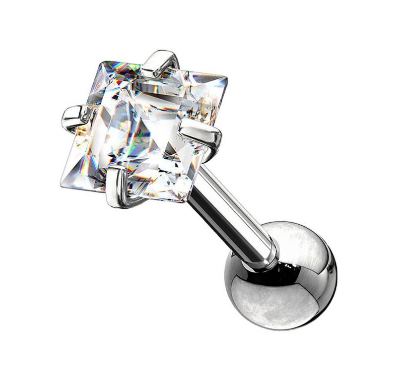 Taffstyle Piercing-Set Tragus Chirurgenstahl mit Zirkonia Quadrat Silber 1,2mm x 6mm x 4mm (Knorpel Tragus Conch Orbital Ohrring Piercing Ohrpiercing), Helix Knorpel Stecker Rook Lobe Daith Ohrpiercing Cartilage Ohr Snug von Taffstyle
