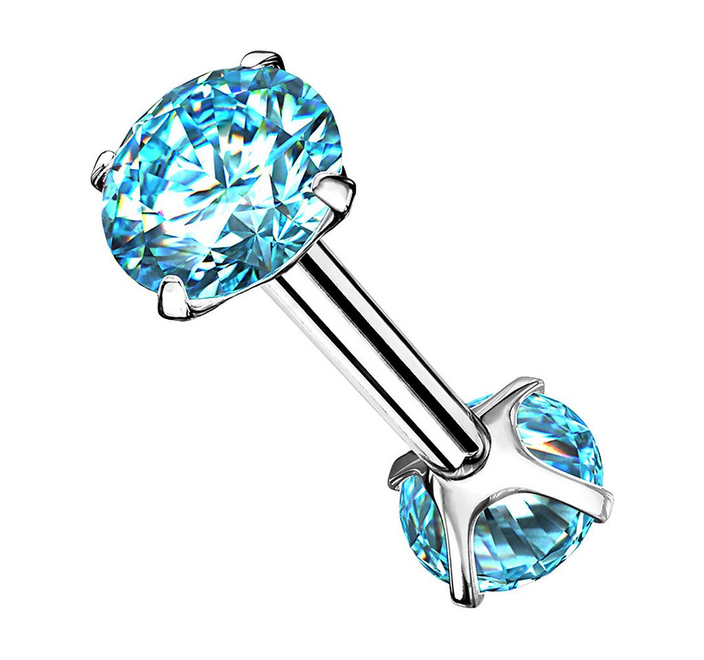 Taffstyle Piercing-Set Tragus Daith Piercing Zirkonia Kristallen Innengewinde Aqua (Lobe Daith Conch Orbital Snug Ohrring Piercing), Stecker Ohrpiercing Cartilage Knorpel Ohr Tragus Helix Rook von Taffstyle