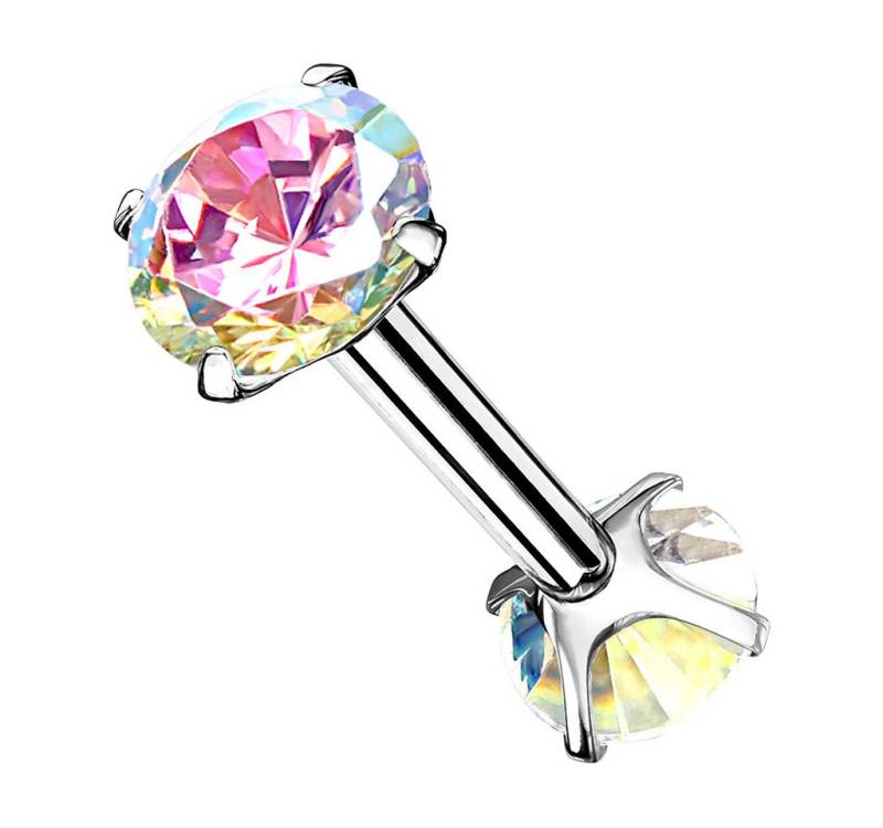 Taffstyle Piercing-Set Tragus Daith Piercing Zirkonia Kristallen Innengewinde Rainbow (Lobe Daith Conch Orbital Snug Ohrring Piercing), Stecker Ohrpiercing Cartilage Knorpel Ohr Tragus Helix Rook von Taffstyle