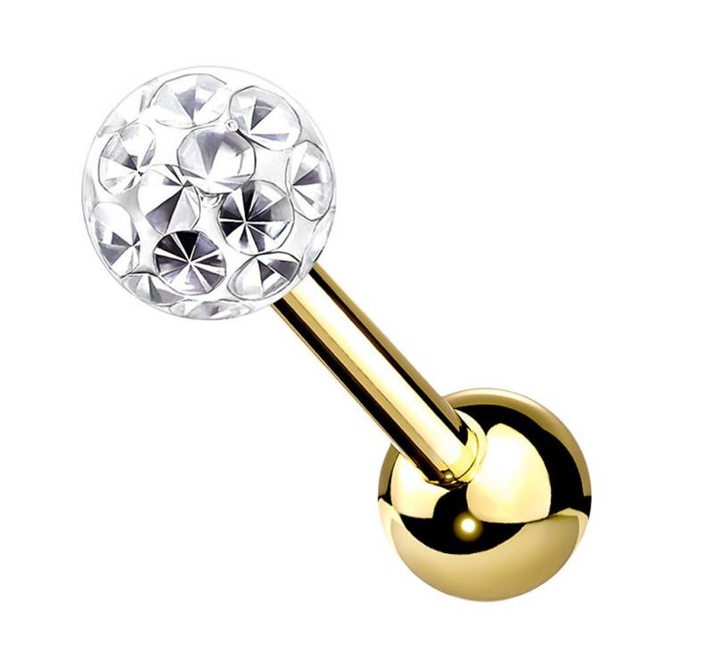 Taffstyle Piercing-Set Tragus Epoxy beschichtet Kristall Gold Clear 1,2mm x 6mm x 4mm (Ohr Tragus Helix Rook Lobe Daith Conch Orbital Snug Ohrring Piercing), Helix Ferido Kugel Piercing Innengewinde Ohrpiercing Cartilage Knorpel von Taffstyle