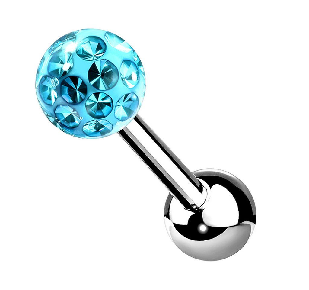 Taffstyle Piercing-Set Tragus Epoxy beschichtet Kristall Silber Aqua, 1,2mm x 6mm x 4mm (Ohr Tragus Helix Rook Lobe Daith Conch Orbital Snug Ohrring Piercing), Helix Ferido Kugel Piercing Innengewinde Ohrpiercing Cartilage Knorpel von Taffstyle