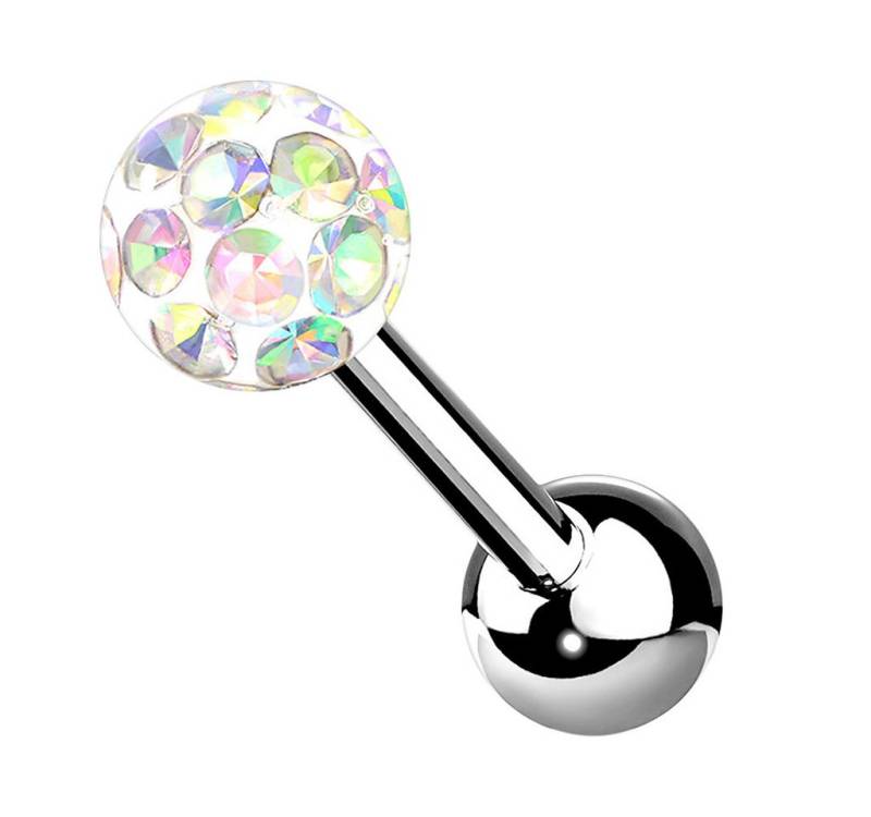 Taffstyle Piercing-Set Tragus Epoxy beschichtet Kristall Silber Rainbow 1,2mm x 6mm x 4mm (Ohr Tragus Helix Rook Lobe Daith Conch Orbital Snug Ohrring Piercing), Helix Ferido Kugel Piercing Innengewinde Ohrpiercing Cartilage Knorpel von Taffstyle