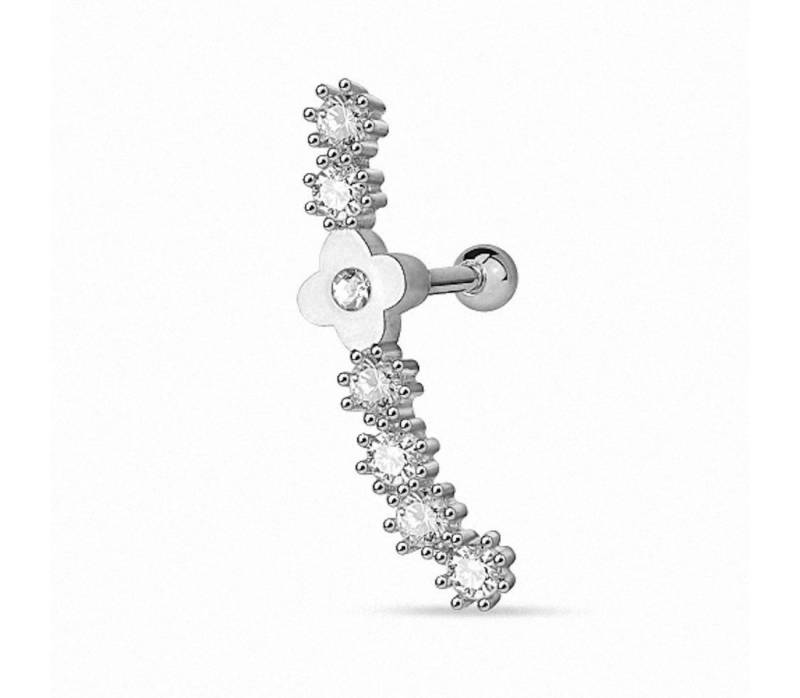 Taffstyle Piercing-Set Tragus Helix Stecker Blüten mit Kristall Kugel, Ohr Cartilage Knorpel Piercing 316 L Chirurgenstahl Stecker Blüten von Taffstyle