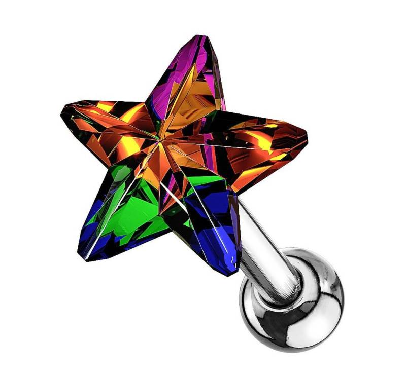 Taffstyle Piercing-Set Tragus Knorpel Piercing Kristall Stern Stecker Stud Rainbow (Ohr Tragus Helix Rook Lobe Daith Conch Orbital Snug Ohrring Piercing), Ohrpiercing Cartilage Knorpel Ohr Tragus Helix Rook Lobe Daith Conch von Taffstyle
