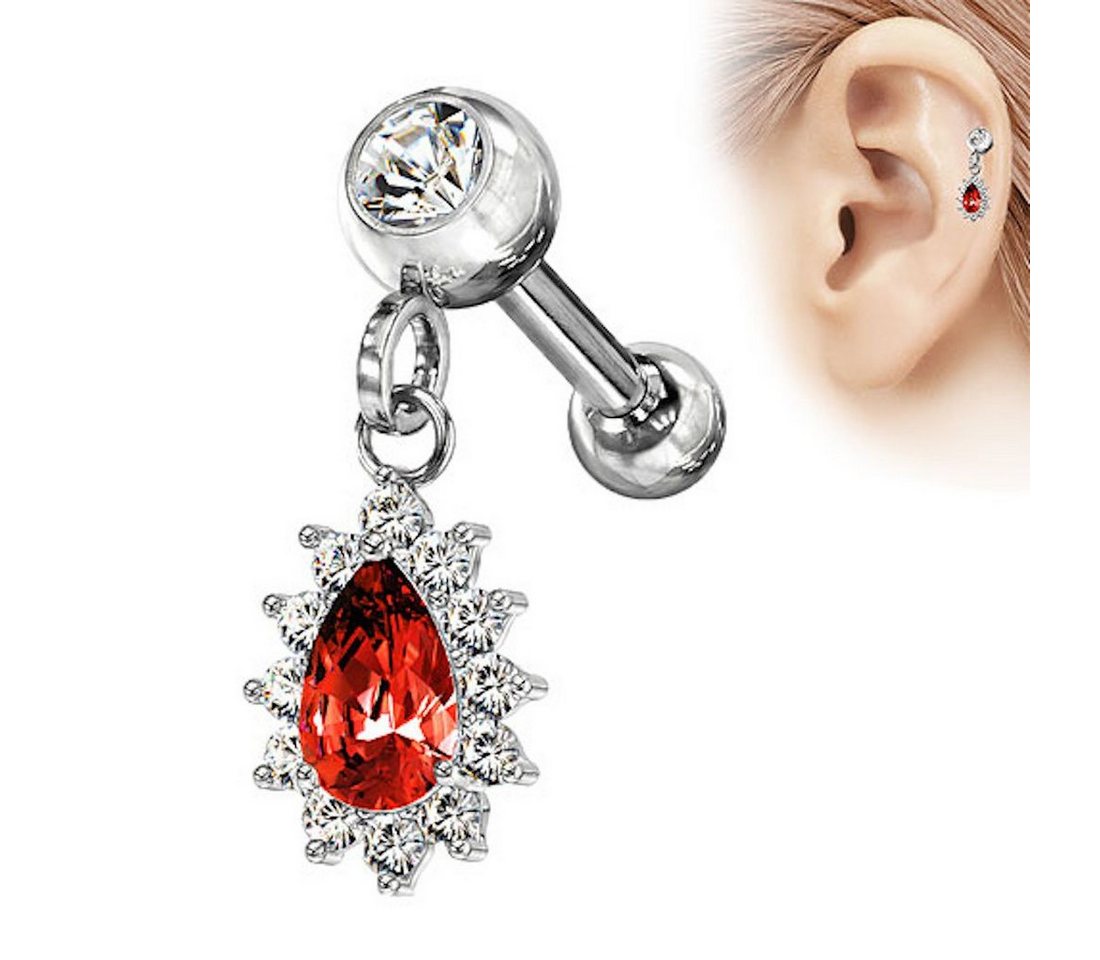 Taffstyle Piercing-Set Tragus Ohr Knorpel mit Kristall Tropfen Anhänger, Stecker Glitzer Lippe Nasen Cartilage Helix Labret Nasenpiercing von Taffstyle