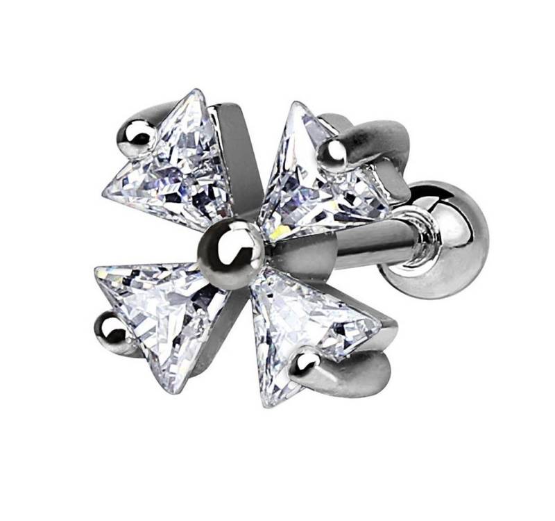 Taffstyle Piercing-Set Tragus Piercing Helixpiercing Kleeblatt Kristallen, Piercing Helix Ohr Cartilage Knorpel Stecker Kleeblatt mit Kristallen von Taffstyle
