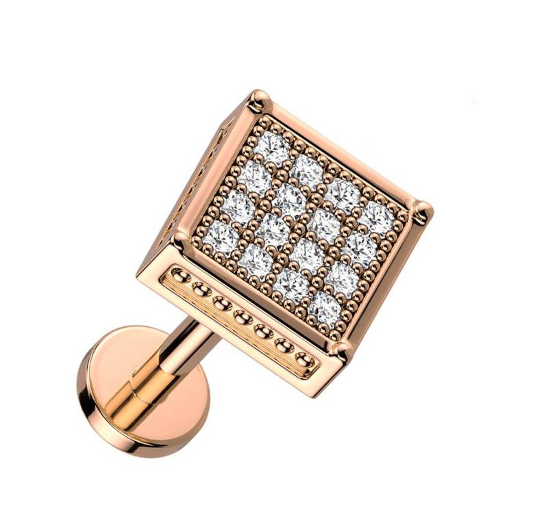 Taffstyle Piercing-Set Tragus Piercing Kristall Quadrat Manschettenknopf Style Rosegold 6mm (Helix Rook Lobe Daith Conch Orbital Snug Ohrring Piercing), Ohr Helix Stecker Knorpel Ohrpiercing Cartilage Knorpel Ohr Tragus von Taffstyle