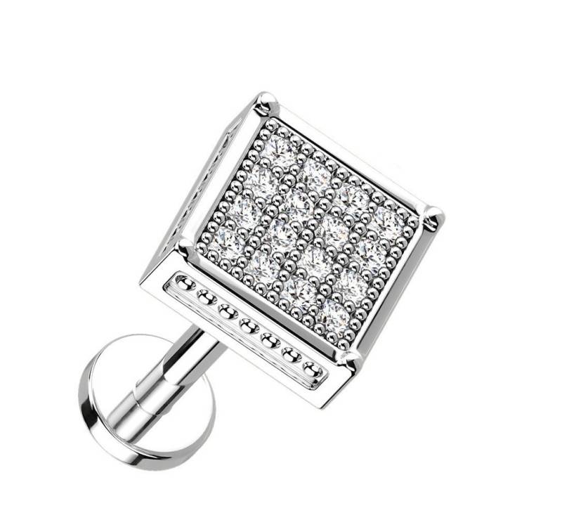 Taffstyle Piercing-Set Tragus Piercing Kristall Quadrat Manschettenknopf Style Silber 6mm (Helix Rook Lobe Daith Conch Orbital Snug Ohrring Piercing), Ohr Helix Stecker Knorpel Ohrpiercing Cartilage Knorpel Ohr Tragus von Taffstyle