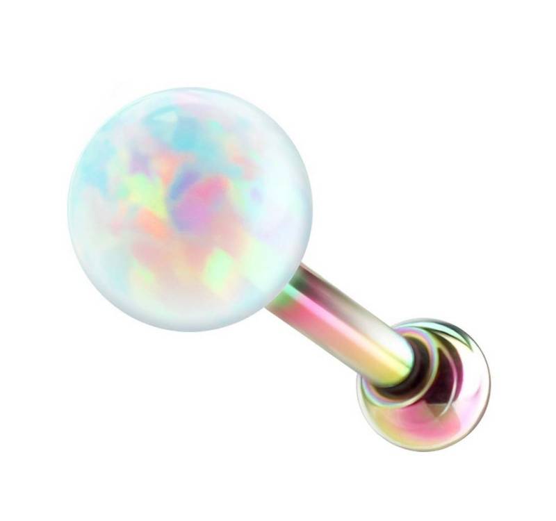 Taffstyle Piercing-Set Tragus Piercing Schmuck Ohr Stecker mit Opal Kugel Rainbow 3mm (Orbital Snug Ohrring Piercing), Ohrpiercing Cartilage Knorpel Ohr Tragus Helix Rook Lobe Daith Conch von Taffstyle