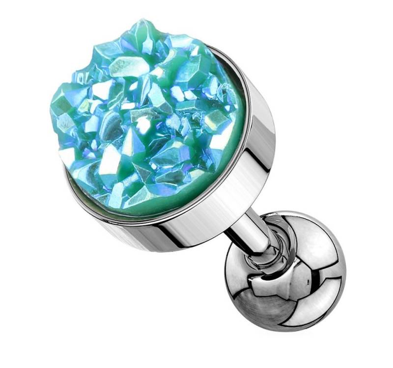 Taffstyle Piercing-Set Tragus Piercing Stab Druzy Kristall Glitzer Quarz Silber Grün (Daith Conch Orbital Snug Ohrring Piercing), Ohr Knorpel Ohrpiercing Cartilage Knorpel Ohr Tragus Helix Rook Lobe von Taffstyle