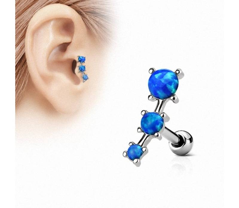 Taffstyle Piercing-Set Tragus Piercing Stecker mit 3 Opal Steinen, Helixpiercing Helix Ohr Cartilage Knorpel Stecker mit 3 Opal Steinen von Taffstyle