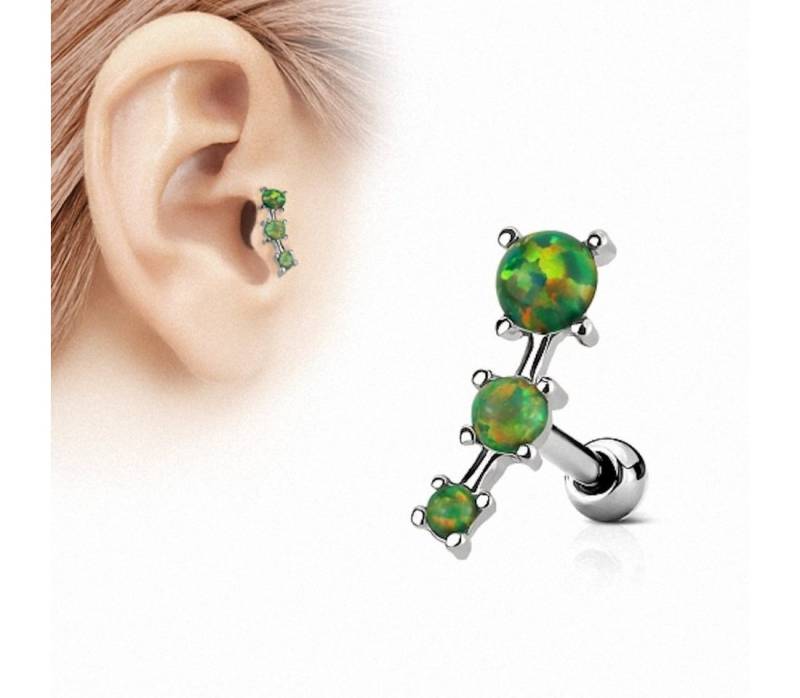 Taffstyle Piercing-Set Tragus Piercing Stecker mit 3 Opal Steinen, Helixpiercing Helix Ohr Cartilage Knorpel Stecker mit 3 Opal Steinen von Taffstyle