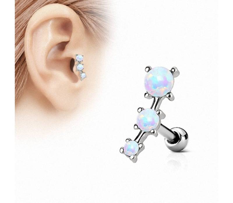 Taffstyle Piercing-Set Tragus Piercing Stecker mit 3 Opal Steinen, Helixpiercing Helix Ohr Cartilage Knorpel Stecker mit 3 Opal Steinen von Taffstyle