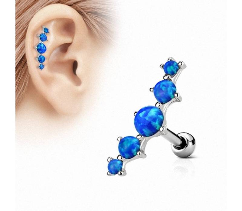 Taffstyle Piercing-Set Tragus Piercing Stecker mit 5 Opal Steinen, Helixpiercing Helix Ohr Cartilage Knorpel Stecker mit 5 Opal Steinen von Taffstyle