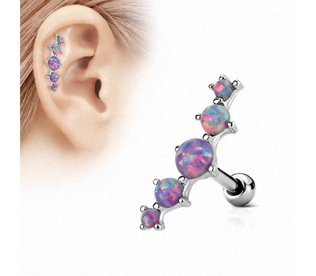 Taffstyle Piercing-Set Tragus Piercing Stecker mit 5 Opal Steinen, Helixpiercing Helix Ohr Cartilage Knorpel Stecker mit 5 Opal Steinen von Taffstyle