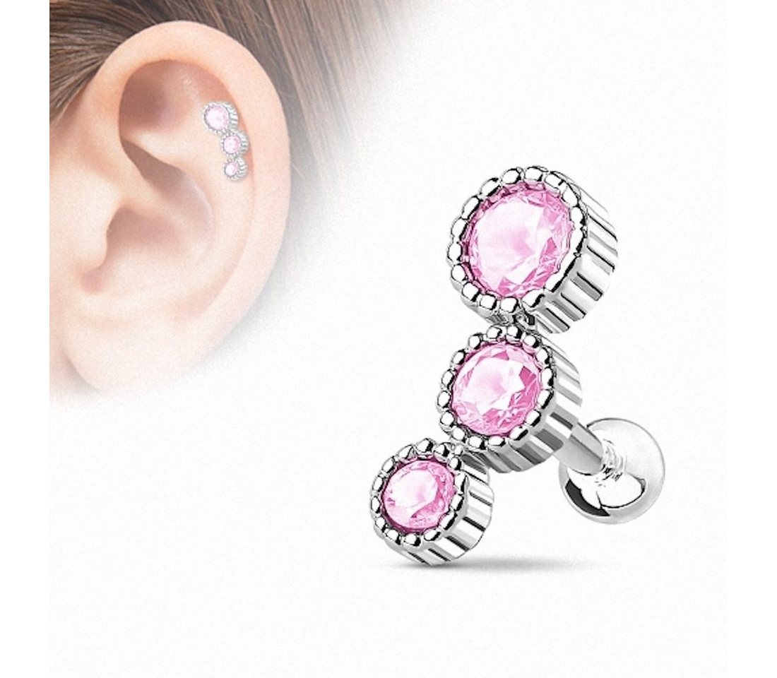 Taffstyle Piercing-Set Tragus Piercing mit 3 Kristallen Strass Steinen, Helixpiercing Helix Ohr Cartilage Knorpel Stecker 3 Kristallen Strass von Taffstyle