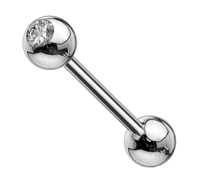 Taffstyle Piercing-Set Zungenpiercing 14K Echt Gold 585 Kristall Weißgold 1,6mm x 16mm x 5mm (Barbell Intim Tragus Helix Ohrpiercing Piercing), Stab Barbell Hantel Ohr Zunge Brust Tragus Helix Ohrpiercing Piercing von Taffstyle