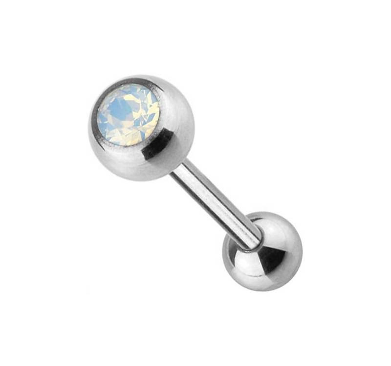 Taffstyle Piercing-Set Zungenpiercing Intim Brust Ohr Kugel Opal Stein, Piercingfaktor Barbell Stab Hantel Stecker Intim Brust Oral Ohr Tragus von Taffstyle