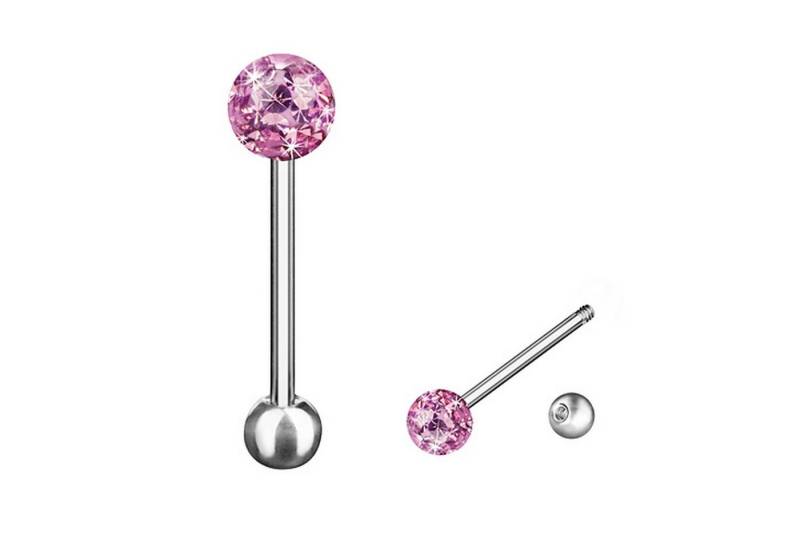 Taffstyle Piercing-Set Zungenpiercing Barbell Stab mit Ferido Kristall Kugel Chirurgenstahl, Barbell Stab Piercing Hantel Zunge mit funkelnder Kristall Kugel von Taffstyle