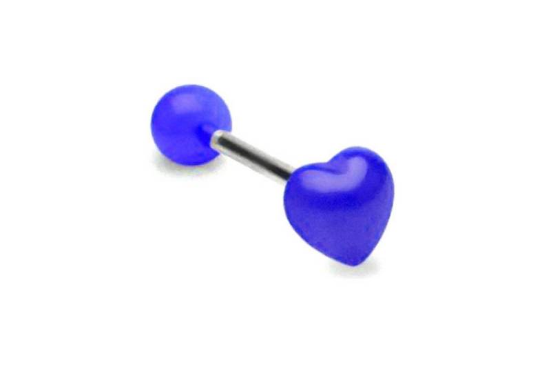 Taffstyle Piercing-Set Zungenpiercing Intim Oral Ohr mit UV Herz, Piercingfaktor Barbell Stab Intim Brust Hantel Stecker Zungenpiercing von Taffstyle
