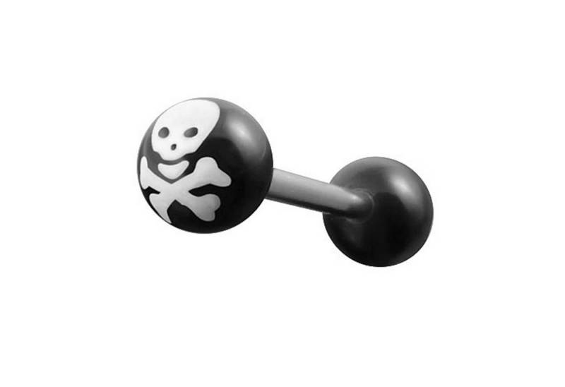 Taffstyle Piercing-Set Zungenpiercing Ohr Kugel Logo Ball Totenkopf, Piercingfaktor Stab Hantel Stecker Intim Brust Oral Ohr Tragus Helix von Taffstyle