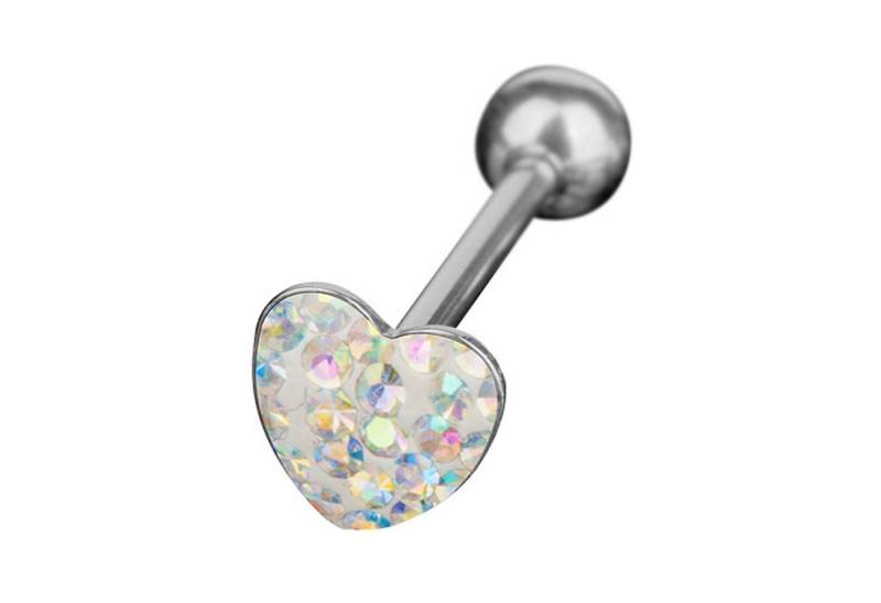 Taffstyle Piercing-Set Zungenpiercing Oral Ohr Kugel Epoxy Kristall Herz, Piercingfaktor Barbell Stab Hantel Stecker Intim Brust Tragus Helix von Taffstyle