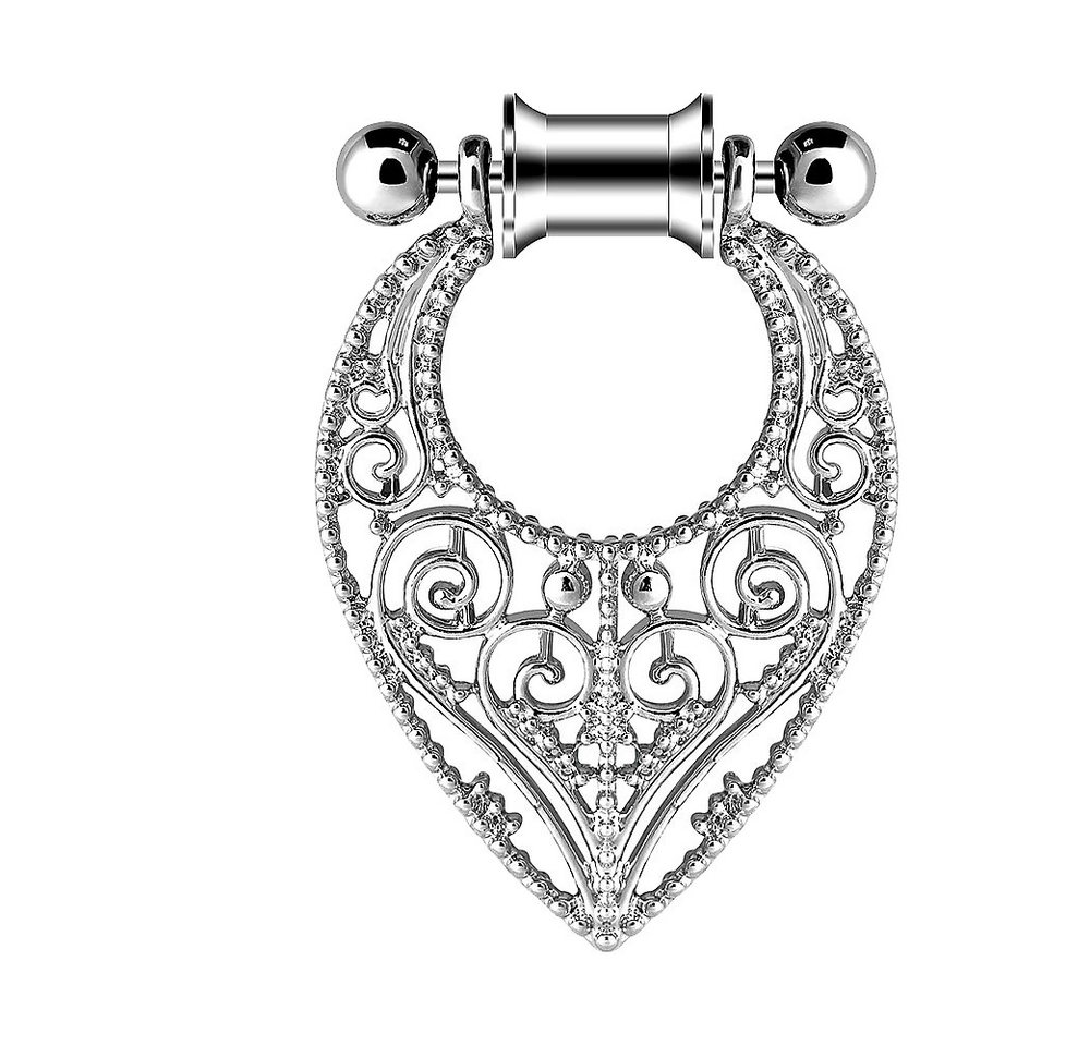 Taffstyle Plug Ohrtunnel mit rundem Ornament Creolen Anhänger aus Chirurgenstahl (Eleganter Ohr Tunnel Plug Ohrschmuck im Ornamentdesign für Damen und Herren) von Taffstyle