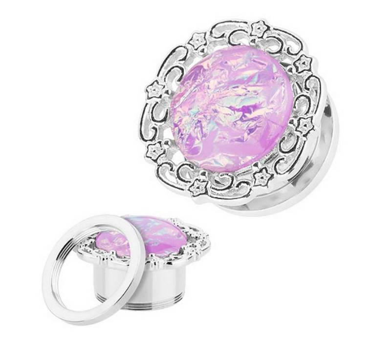 Taffstyle Plug Flesh Plug Ohr Piercing Edelstahl Blume mit Opal, Ohrpiercing Vintage Tribal Ethno Boho Edelstahl Blume Opal Perle Stein Taffstyle Plug Flesh Plug Ohr Piercing Edelstahl Blume mit Opal, Ohrpiercing Vintage Tribal Ethno Boho Edelstahl Blume Opal Perle Stein von Taffstyle