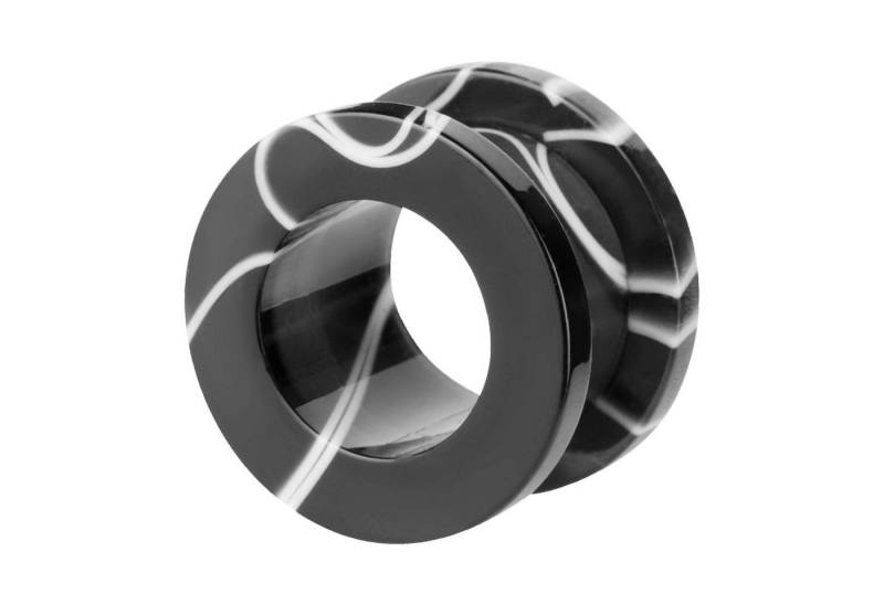 Taffstyle Plug Flesh Tunnel Piercing Marmor Style Schwarz Weiß, Kuststoff Plug Schraub Piercing Ohrpiercing Tribal Schraubverschluss von Taffstyle