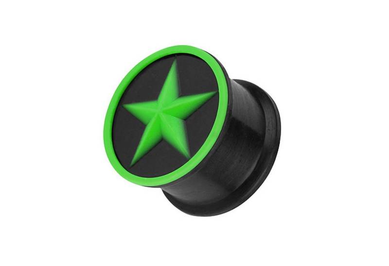 Taffstyle Plug Ohr Plug Flesh Tunnel Ohrpiercing 3D Silikon Stern, Ohr Plug Flesh Tunnel Piercing Ohrpiercing 3D Silikon mit Stern von Taffstyle