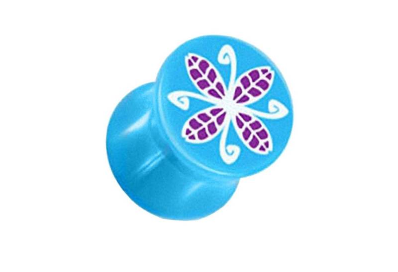 Taffstyle Plug Ohrpiercing Saddle Kunststoff UV bunte Blumen, Ohr Plug Flesh Tunnel Piercing Ohrpiercing Saddle Kunststoff UV bunte von Taffstyle