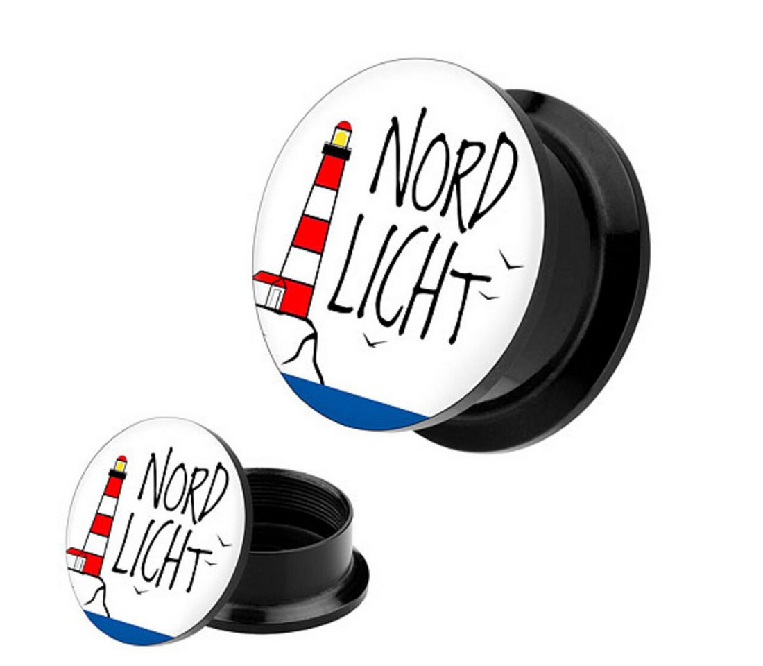 Taffstyle Plug Picture Ohr Tunnel Gewinde Plug Motiv Leuchtturm Nordlicht 6mm, Picture Gewinde Ohr Ohrpiercing Ear Flesh Plug Piercing Damen Herren von Taffstyle
