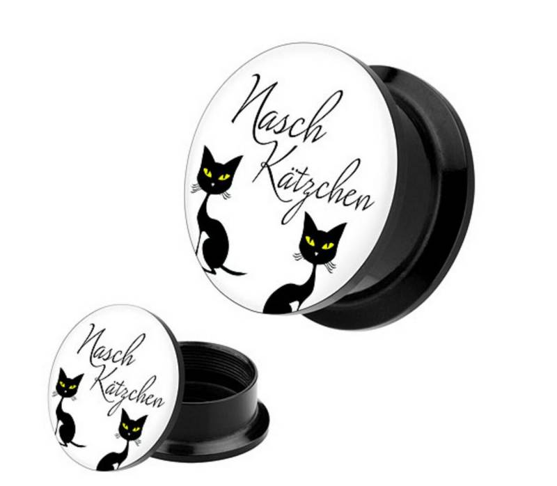 Taffstyle Plug Picture Ohr Tunnel Gewinde Plug Motiv Naschkätzchen Schwarz 8mm, Picture Gewinde Ohr Ohrpiercing Ear Flesh Plug Piercing Damen Herren von Taffstyle