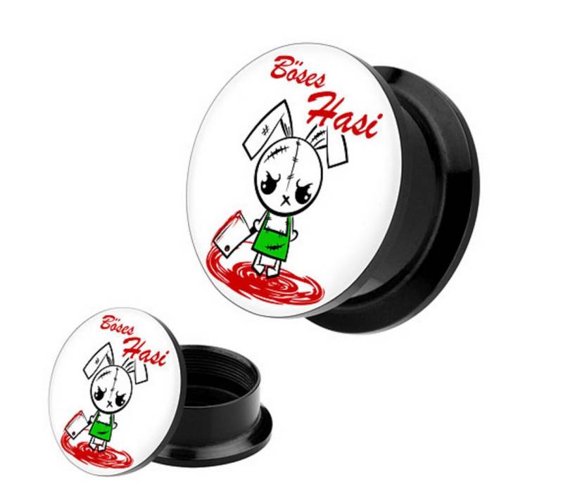 Taffstyle Plug Picture Ohr Tunnel Gewinde Plug Motiv böses Hasi Beil 6mm, Picture Gewinde Ohr Ohrpiercing Ear Flesh Plug Piercing Damen Herren von Taffstyle