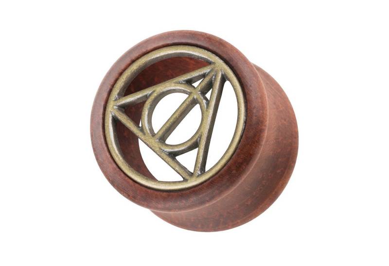 Taffstyle Plug Piercing Double Flared Zeichen Inlay, Ohr Plug Flesh Tunnel Ohrpiercing Holz Organic Double Flared Gold von Taffstyle