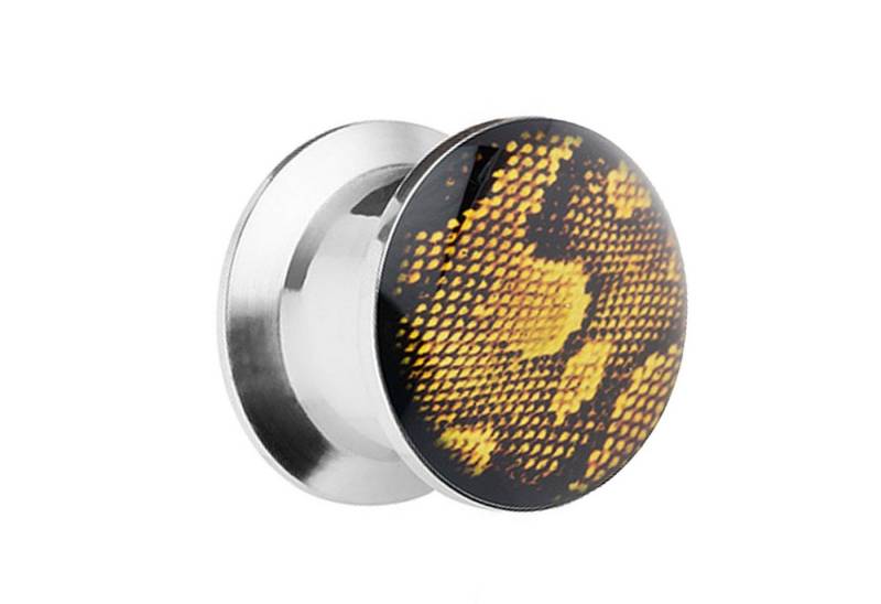 Taffstyle Plug Piercing Double Flared Python Schlangen Haut, Ohr Plug Flesh Tunnel Piercing Ohrpiercing Schraub Schraubverschluß von Taffstyle