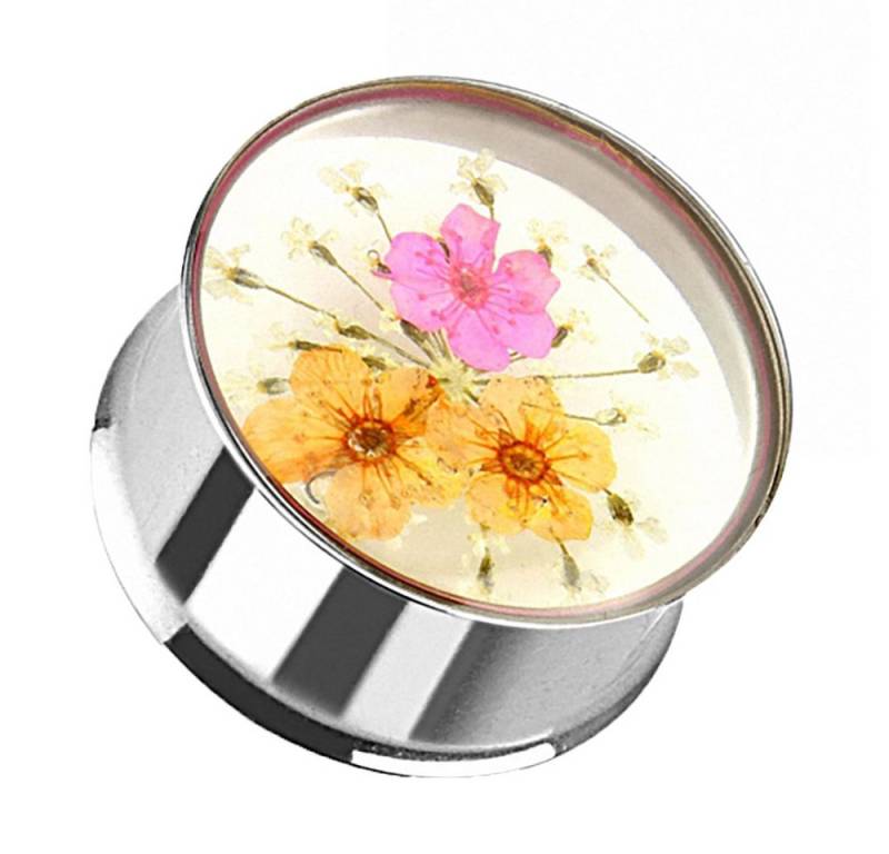 Taffstyle Plug Piercing Double Flared Sommer Blumen Pink Gelb, Ohr Plug Flesh Tunnel Ohrpiercing Edelstahl Double Flared mit Sommer von Taffstyle