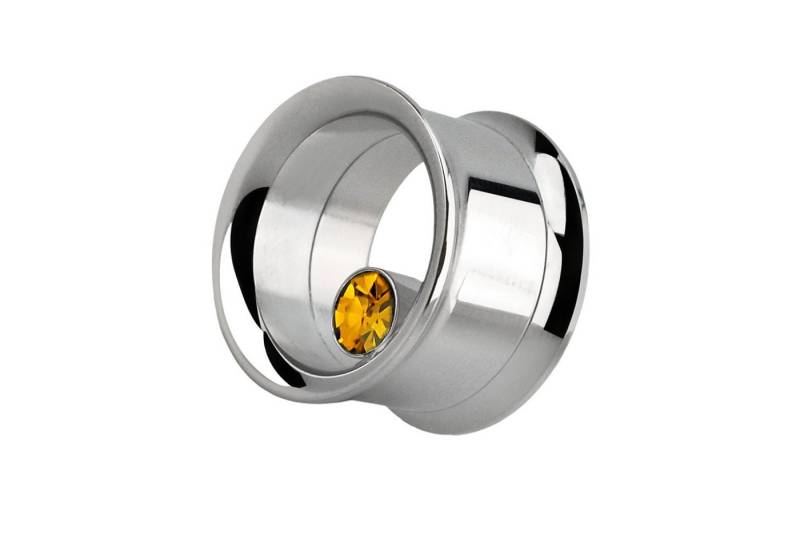 Taffstyle Plug Piercing Flared mit runden eingefassten Kristall, Flesh Tunnel Plug Chirurgenstahl 316L Double Flared Ohrpiercing Creole von Taffstyle
