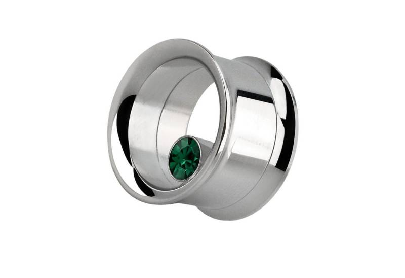 Taffstyle Plug Piercing Flared mit runden eingefassten Kristall, Flesh Tunnel Plug Chirurgenstahl 316L Double Flared Ohrpiercing Creole von Taffstyle