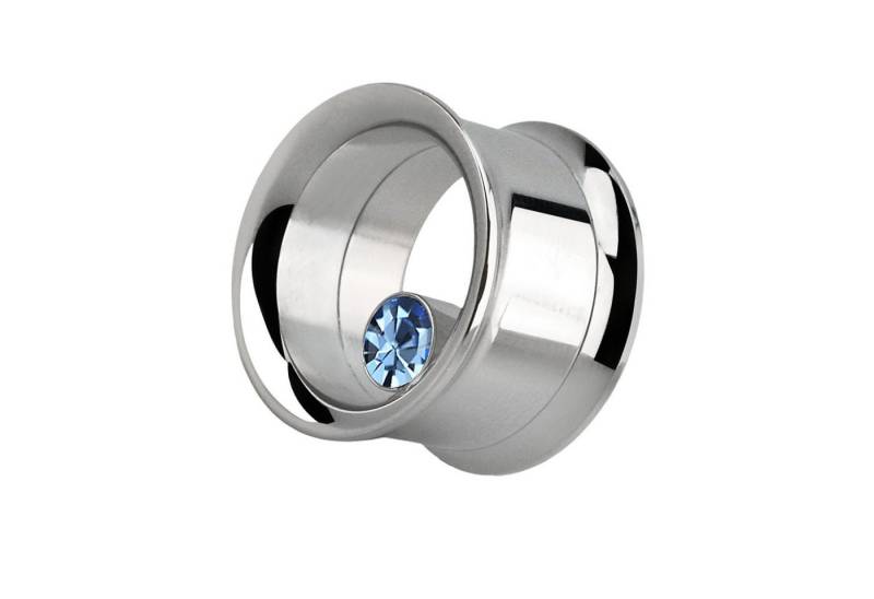Taffstyle Plug Piercing Flared mit runden eingefassten Kristall, Flesh Tunnel Plug Chirurgenstahl 316L Double Flared Ohrpiercing Creole von Taffstyle